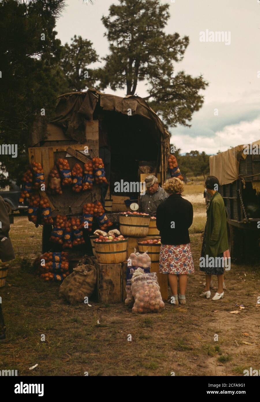 Obst-Wagen auf der Messe Pie Town, New Mexico Stockfoto