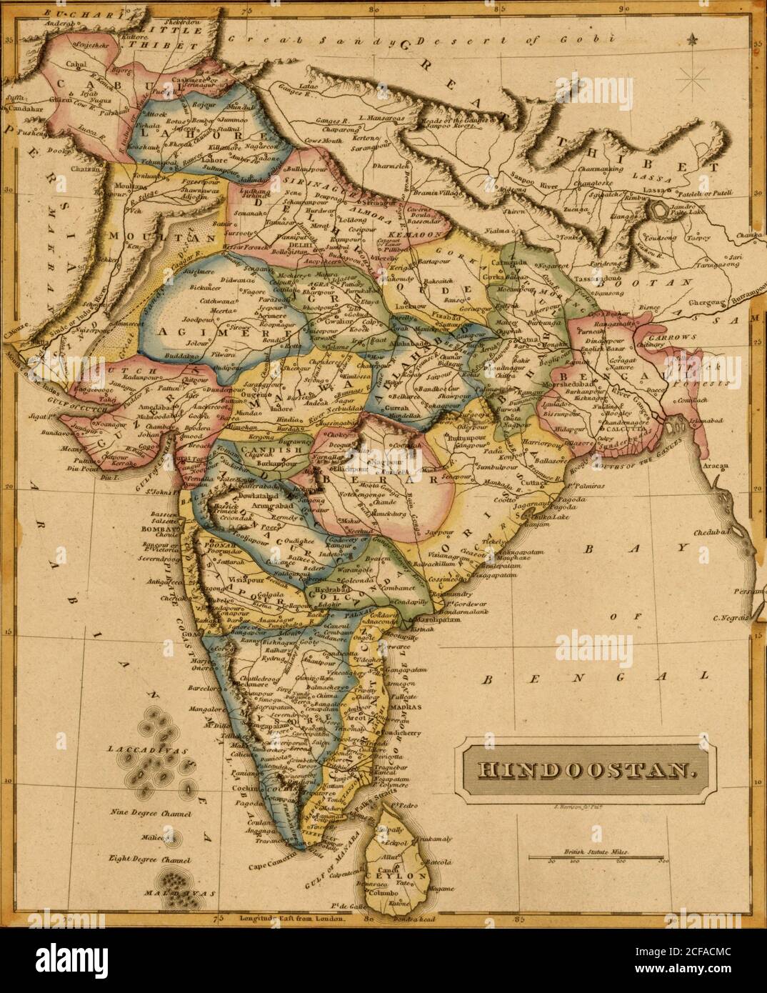 Hindustan, Hindoostan, Indien - 1817 Stockfoto