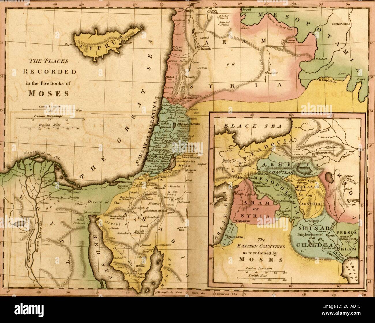 Orte in den 5 Büchern Mose - 1000 CE Stockfoto
