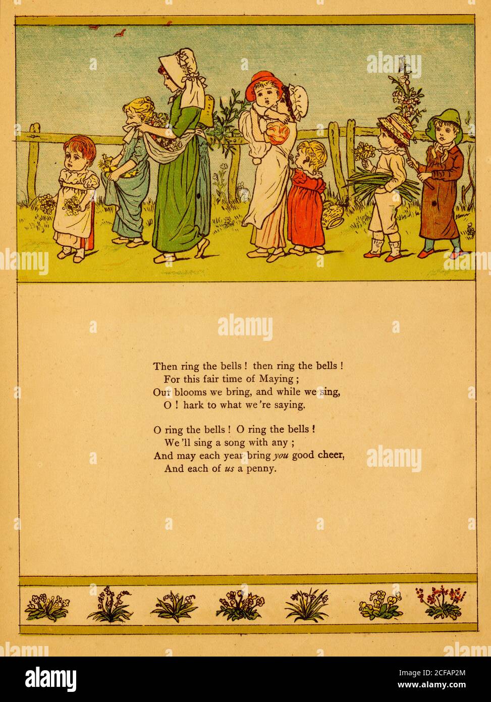 Kinder in einer Prozession pflücken die Mai-Blumen Stockfoto