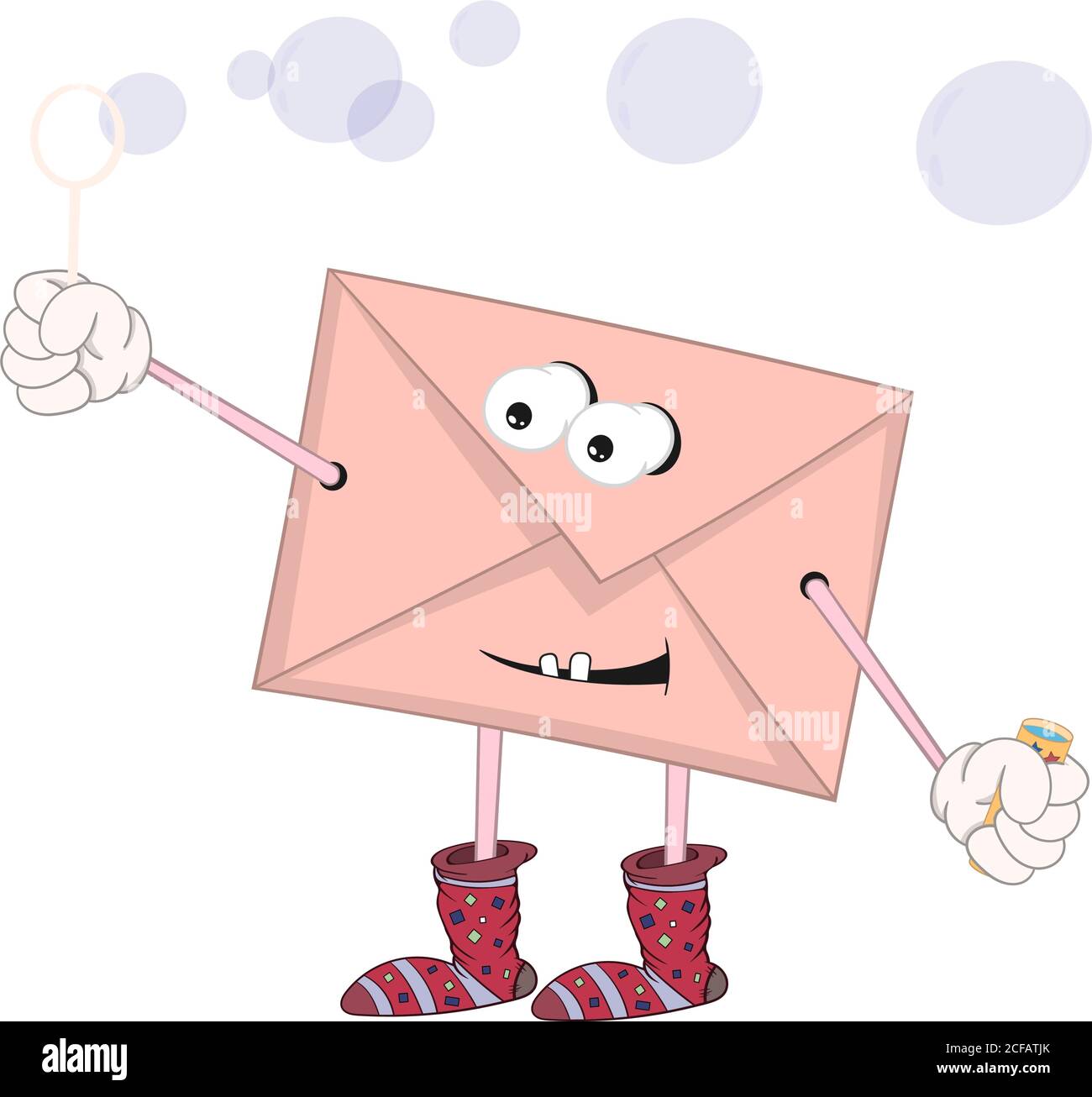 Lustige Cartoon Umschlag mit Augen, Füße und Hände Blasen  Stock-Vektorgrafik - Alamy