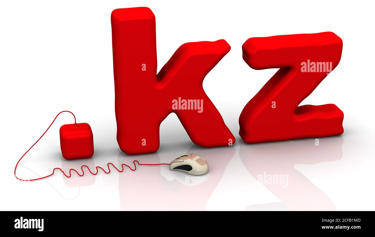 Kasachische Domain .KZ. Domain-Name .KZ und WWW Abkürzung als Kabel mit ...