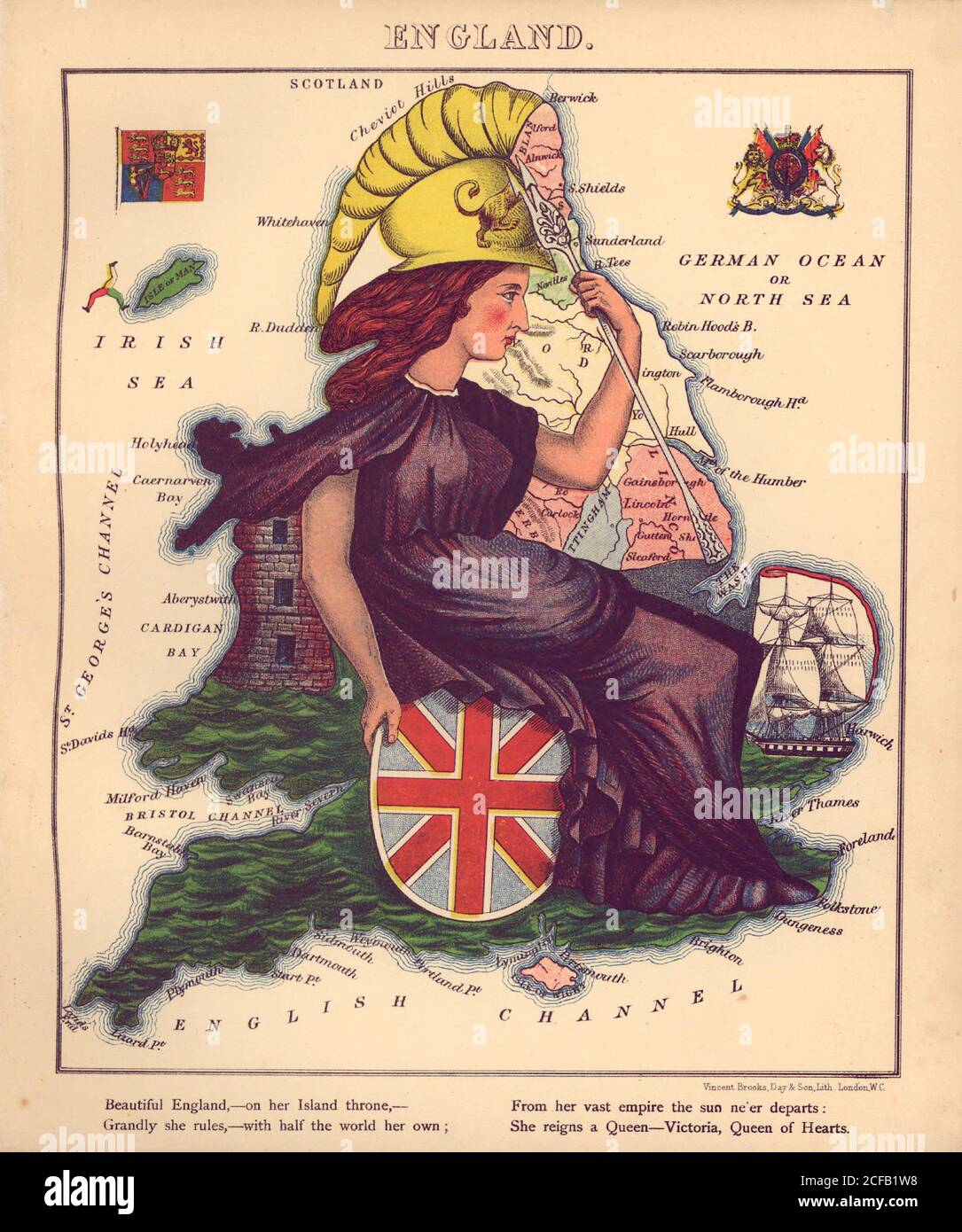Anthropomorphe Landkarte von England Stockfoto