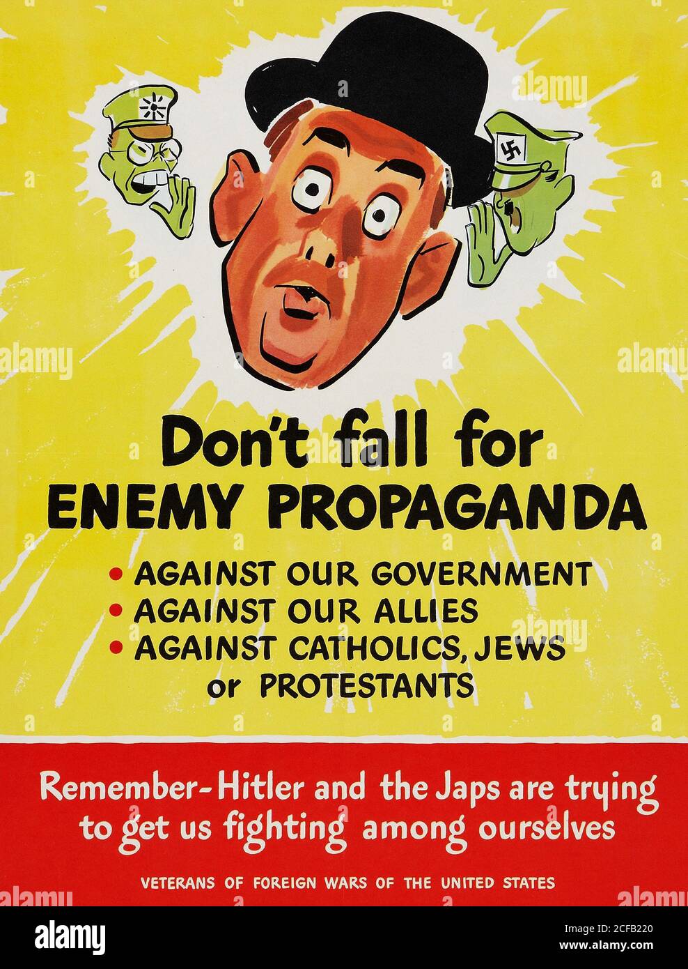 Fallen Sie nicht auf die feindliche Propaganda Stockfoto