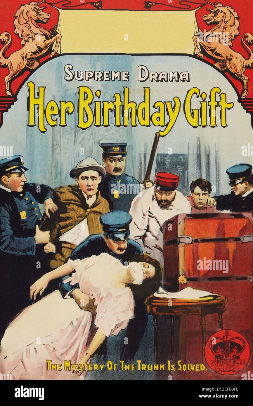 Ihr Geburtstagsgeschenk - das Geheimnis des Koffers ist Gelöst Stockfoto