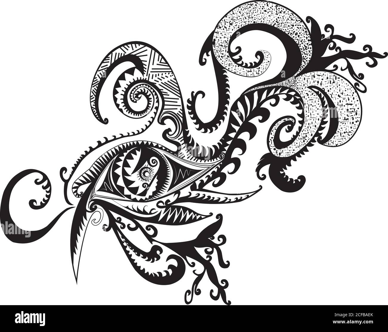 Schwarz weiß, fantastisch, abstrakt, Schamane, dekorative Augen, Isolat Stock Vektor