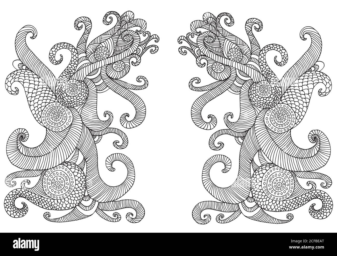 Abstrakt ethnisch schwarz weiß Hintergrund, isoliert auf weißem Hintergrund Stock Vektor