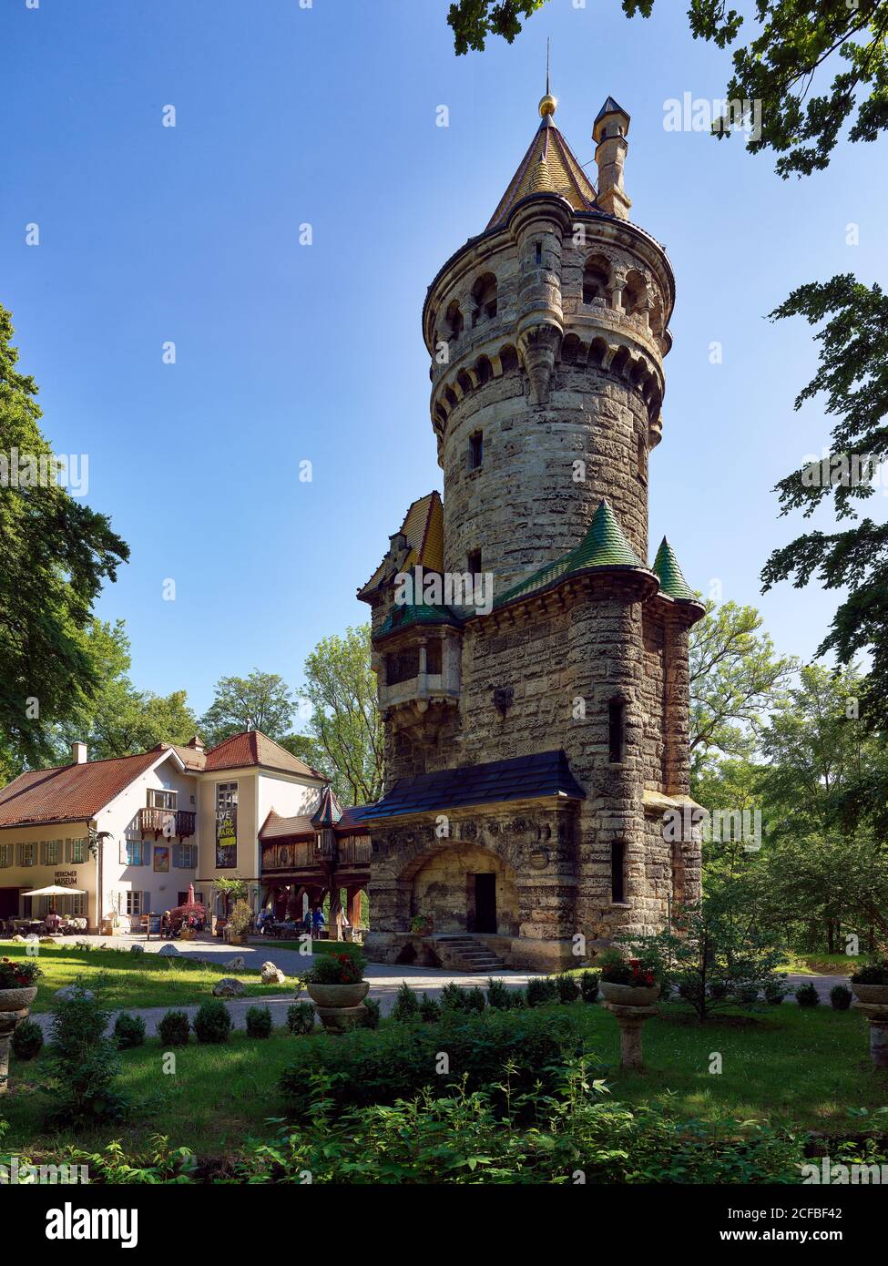 Mutterturm, von-Kühlmann-Straße, Landsberg am Lech, Oberbayern, Freistaat Bayern, Deutschland, Historische Altstadt, Romantikstraße Stockfoto