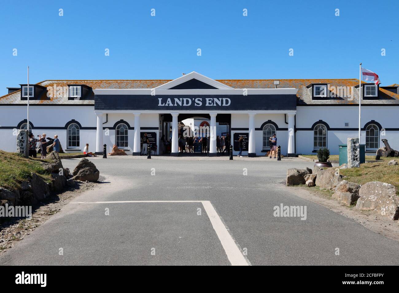 Ein Blick auf den Eingang zum Lands End Cornwall Stockfoto