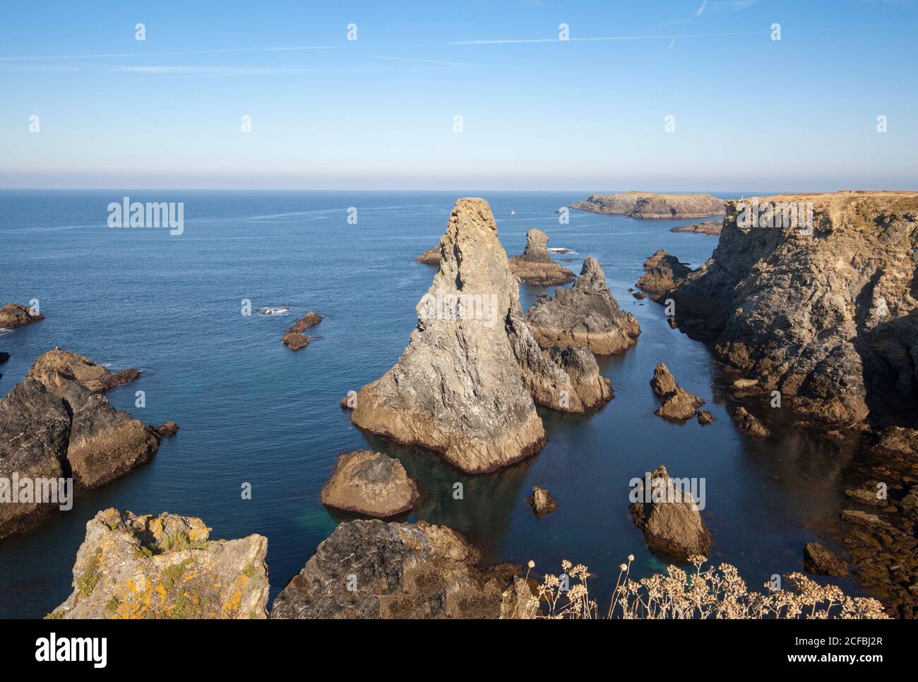 Port Coton, Monets Westküste, Bel Ile, Bretagne Frankreich, Frankreich Stockfoto