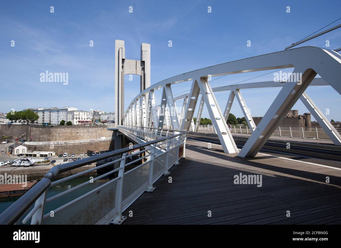 Pont de Recouvrance (Hebebrücke), Brest Frankreich, Frankreich Stockfoto
