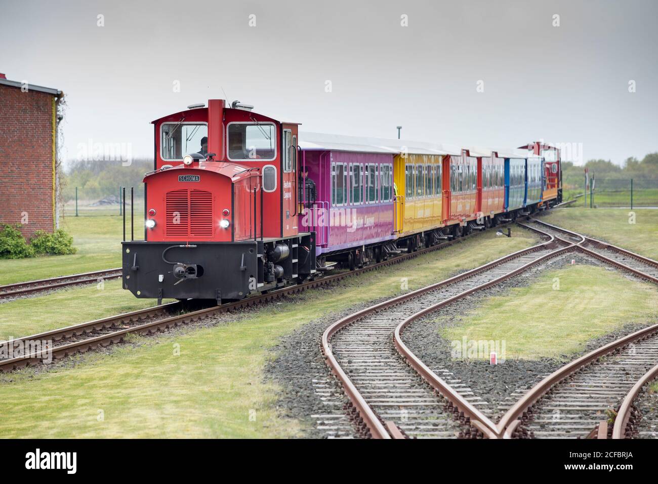 Bunte Inselbahn, Langeoog, Ostfriesische Inseln Stockfoto