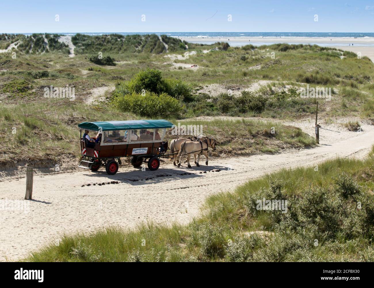 Pferdekutsche auf Borkum, Ostfriesische Inseln Stockfoto