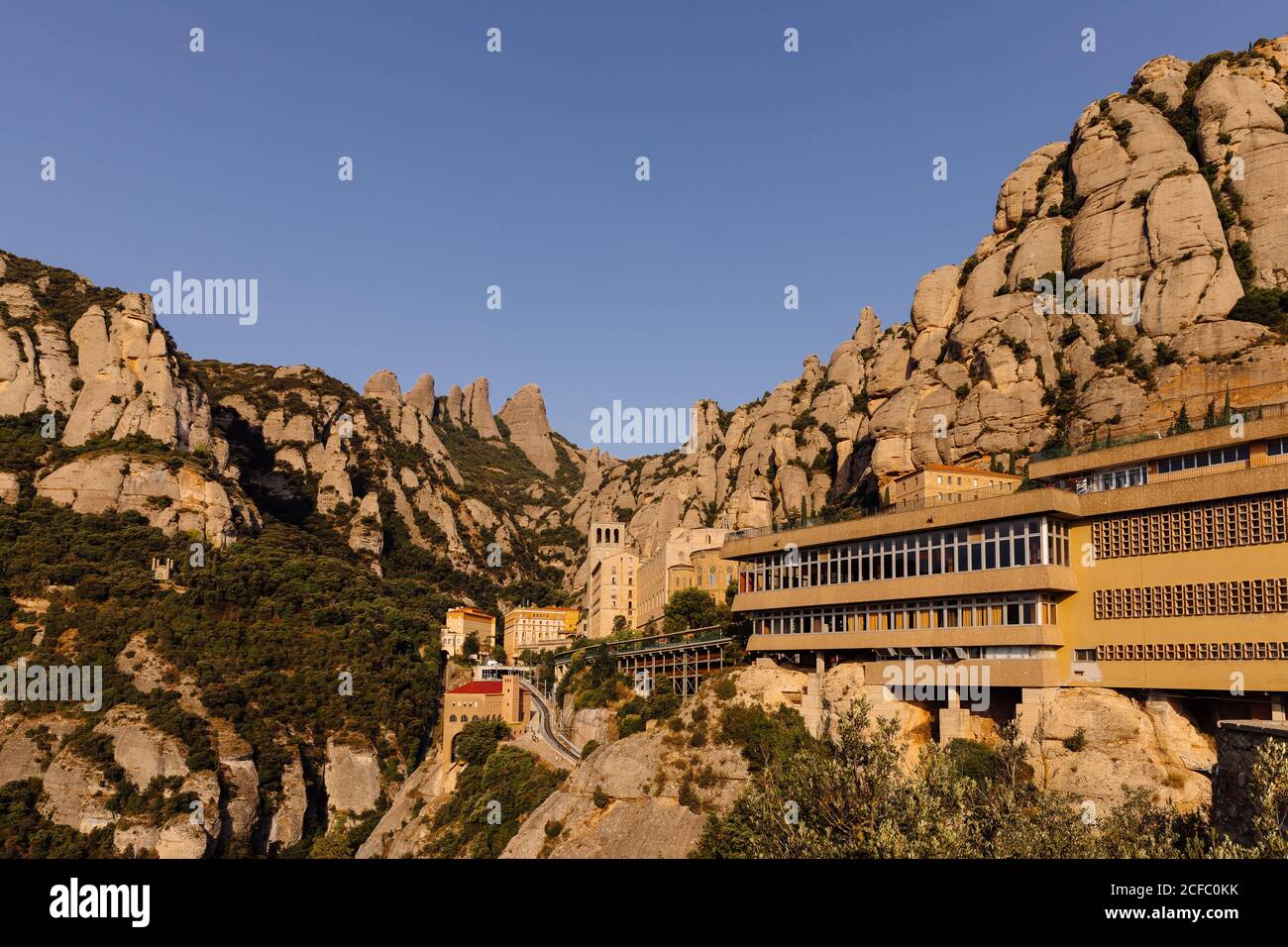 Landschaft der Berge von Montserrat Sant Joan Kloster, Katalonien, Spanien Stockfoto