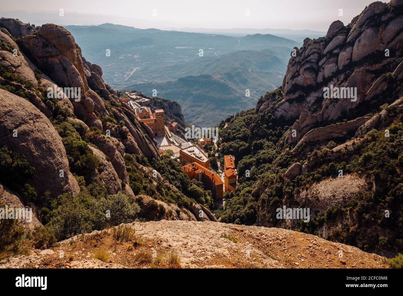 Landschaft der Berge von Montserrat Sant Joan Kloster, Katalonien, Spanien Stockfoto