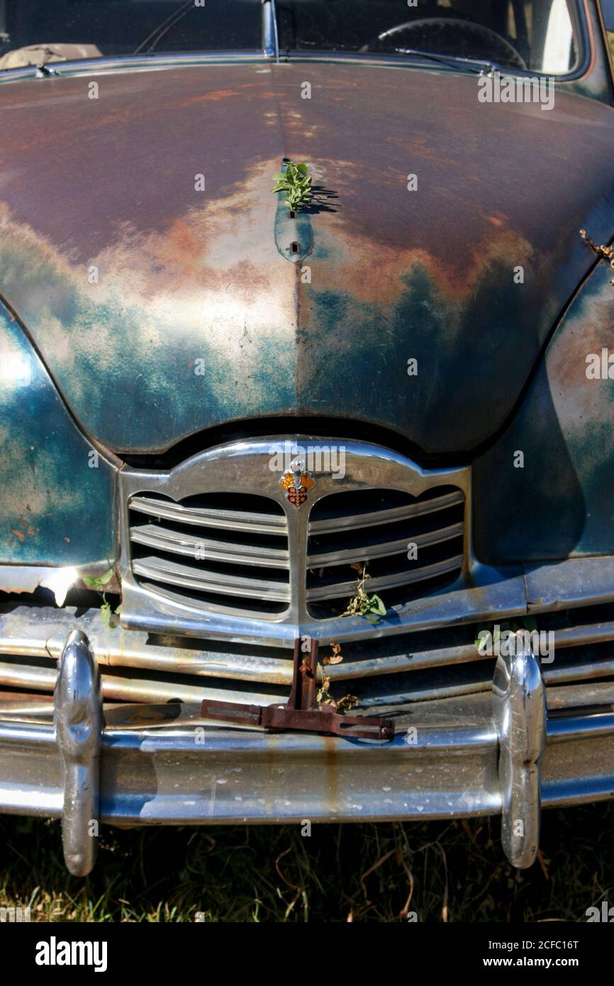 Verrostete Autowracks Hot Rods in USA Buick Packard Details Stockfoto