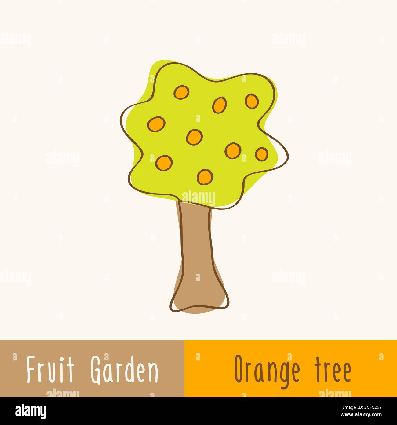 Garten Obstbäume - Einzelbaum - handgezeichnete Kritzeleien. Vektorgrafik. Stock Vektor