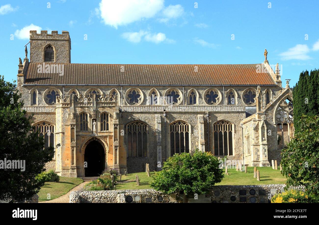 Cley neben dem Meer, mittelalterliche Kirche, St. Margaret, Norfolk, England, Großbritannien gewidmet Stockfoto
