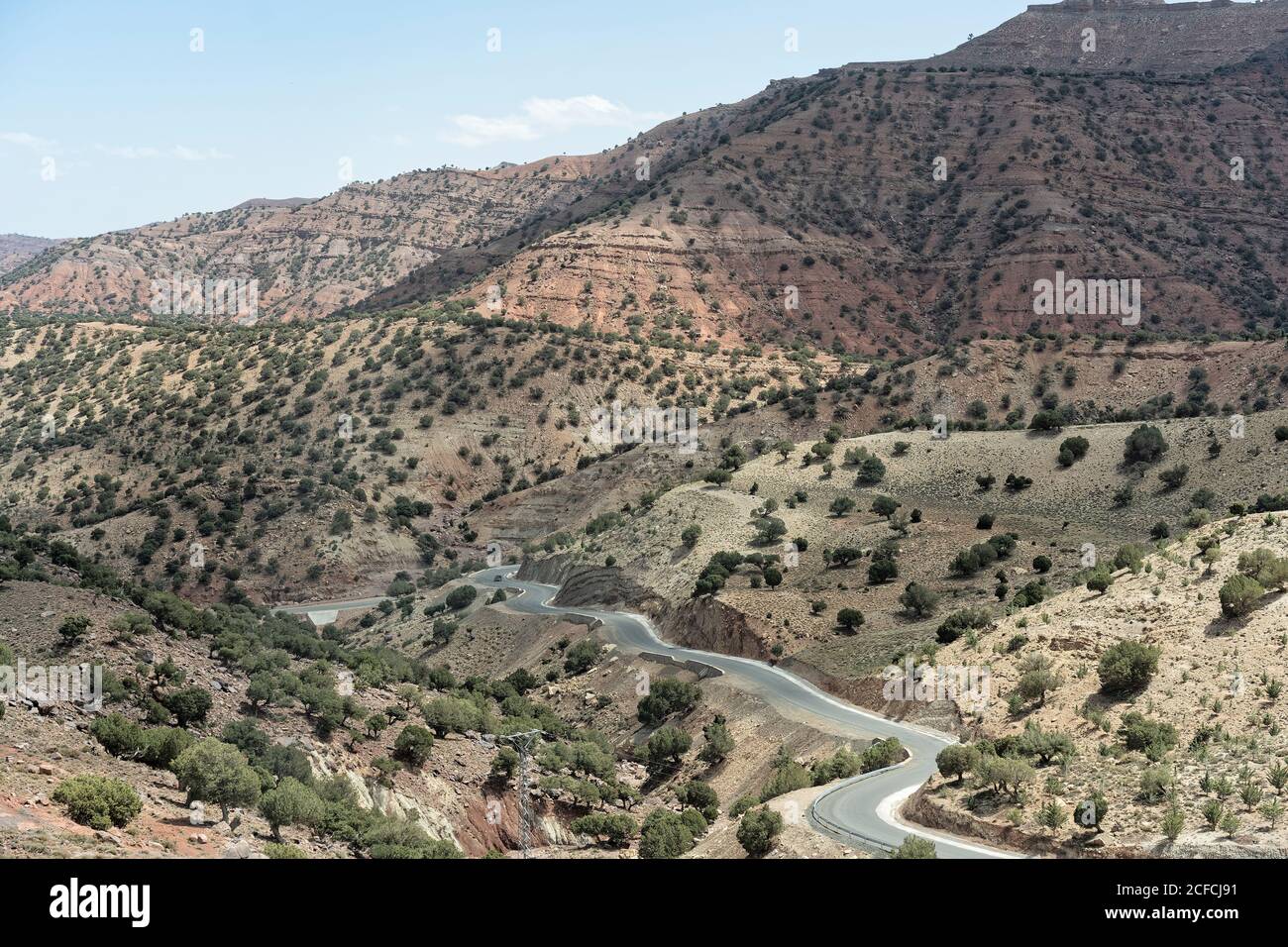 Hohe Atlas-Gebirge, Marokko, Tizi n'Tichka Gebirgspass, Straße, trocken, Isolation, Hindernis, abgelegen, einen Weg zu finden Stockfoto