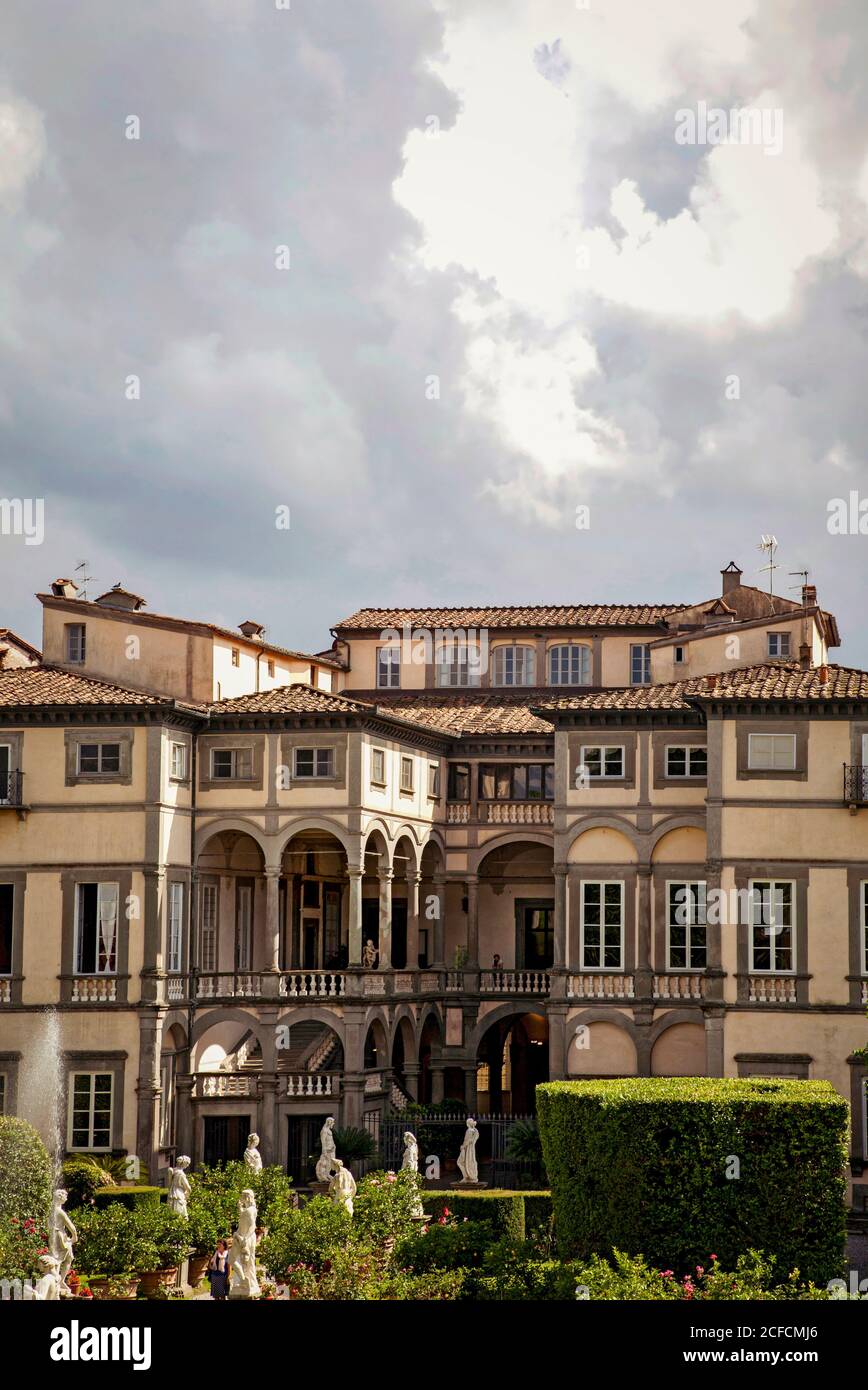 Palazzo Pfanner, Haus, Garten, Lucca, Toskana, Italien Stockfotografie