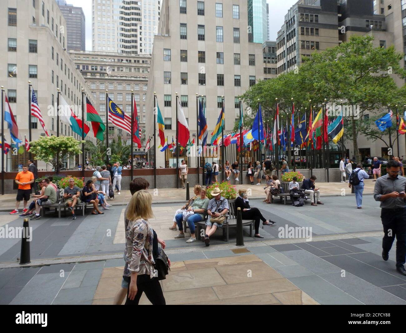 Rockefeller Center Flaggen, New York City, USA Stockfoto