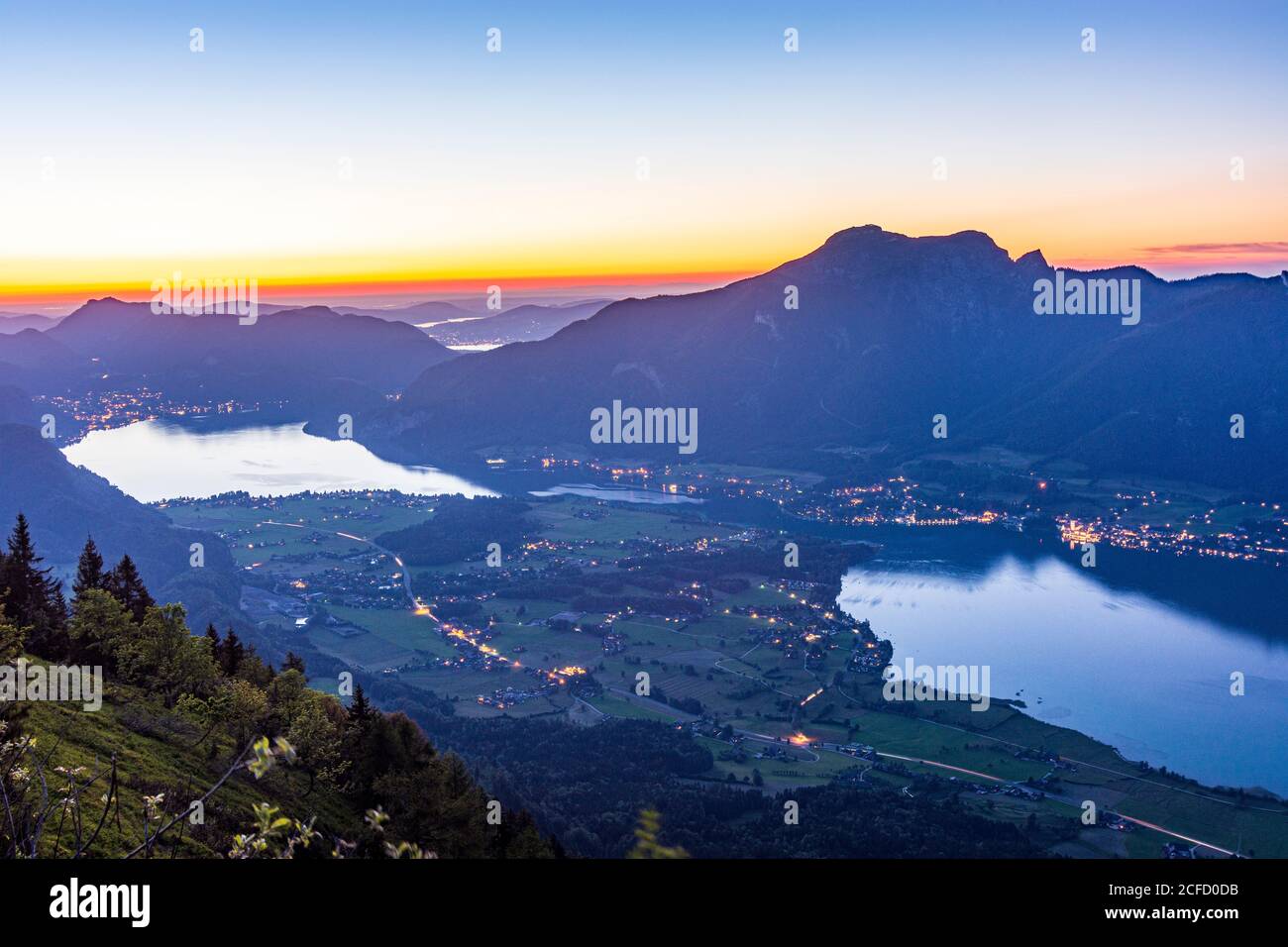 Strobl, Wolfgangsee, Ort St. Wolfgang im Salzkammergut, Schafberg, Blick vom Bleckwand im Salzkammergut, Salzburg, Österreich Stockfoto