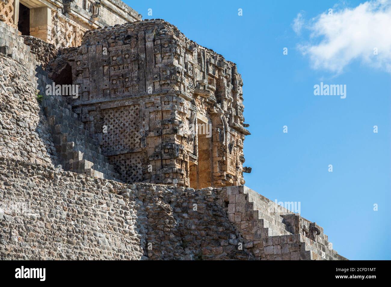 Pyramide des Zauberers in der alten Maya-Stadt Uxmal, Yucatan, Mexiko Stockfoto