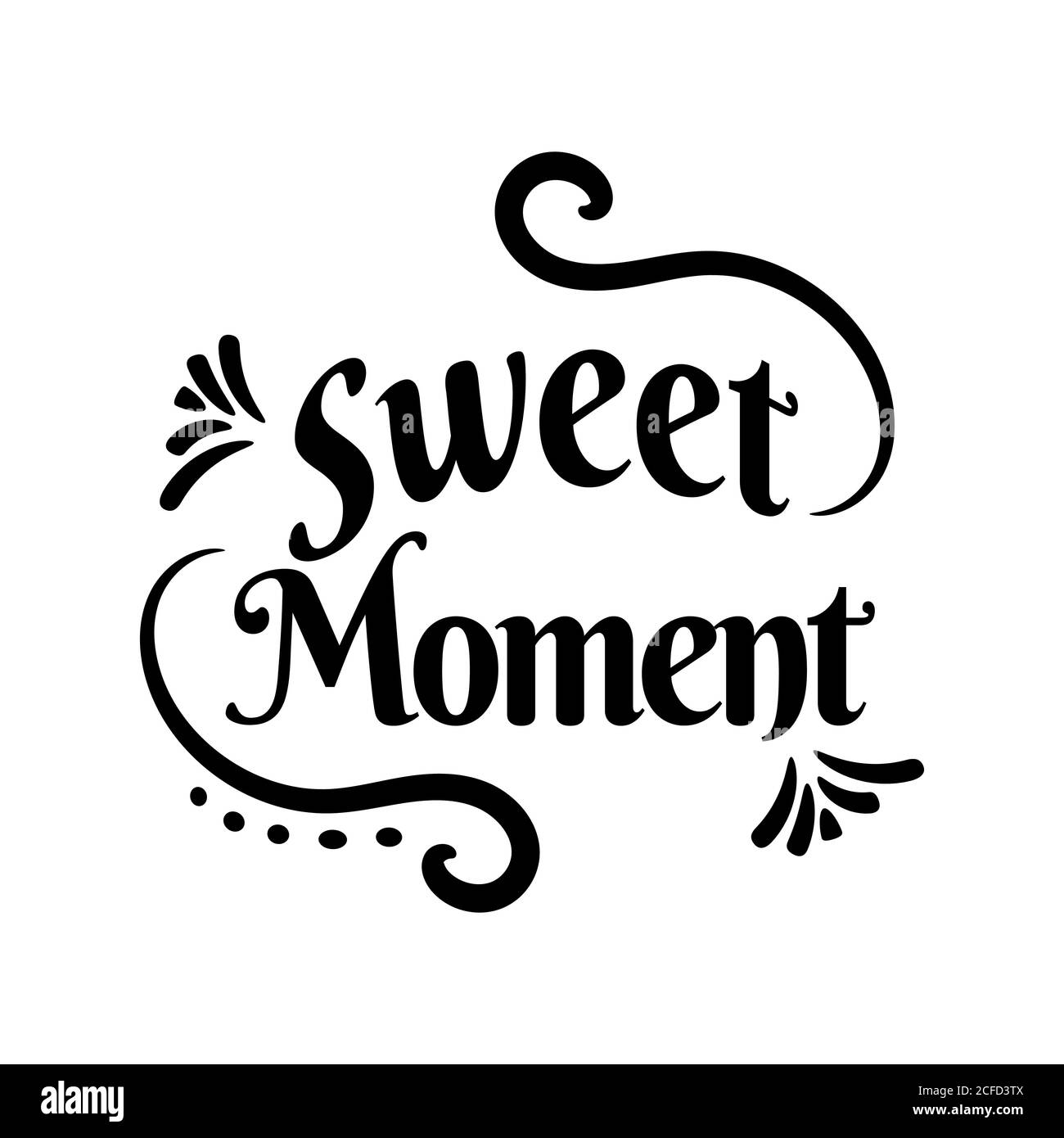 Kalligraphisches Design Vektor-Illustration mit handgezeichneter Schrift "Sweet Moment" Inschrift Für Einladungs- und Grußkartendrucke und Poster Stock Vektor