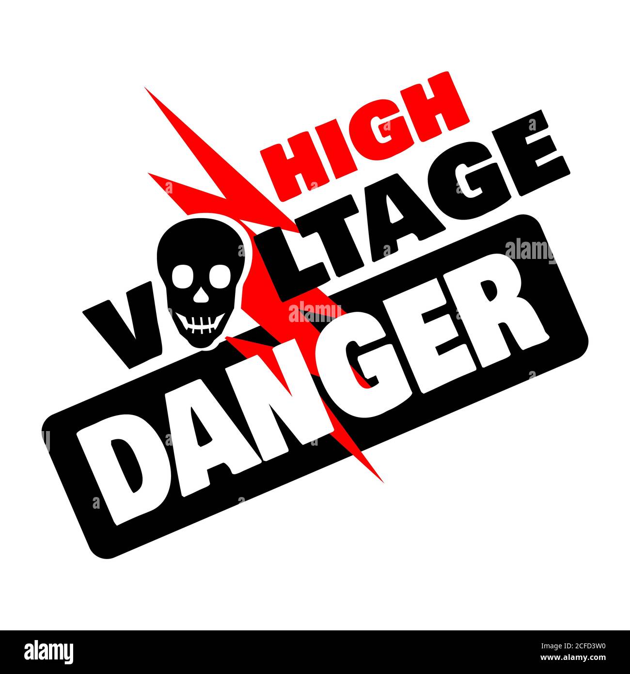 Schwarz rot gelb Gefahr Symbol Hochspannungs Zeichen Vektor mit Skull Lightning Strom Symbol Warnung Vorlage Illustration Stock Vektor