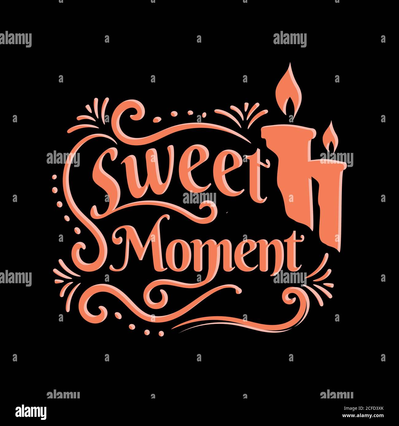 Kalligraphisches Design Vektor-Illustration mit handgezeichneter Schrift "Sweet Moment" Inschrift Für Einladungs- und Grußkartendrucke und Poster Stock Vektor