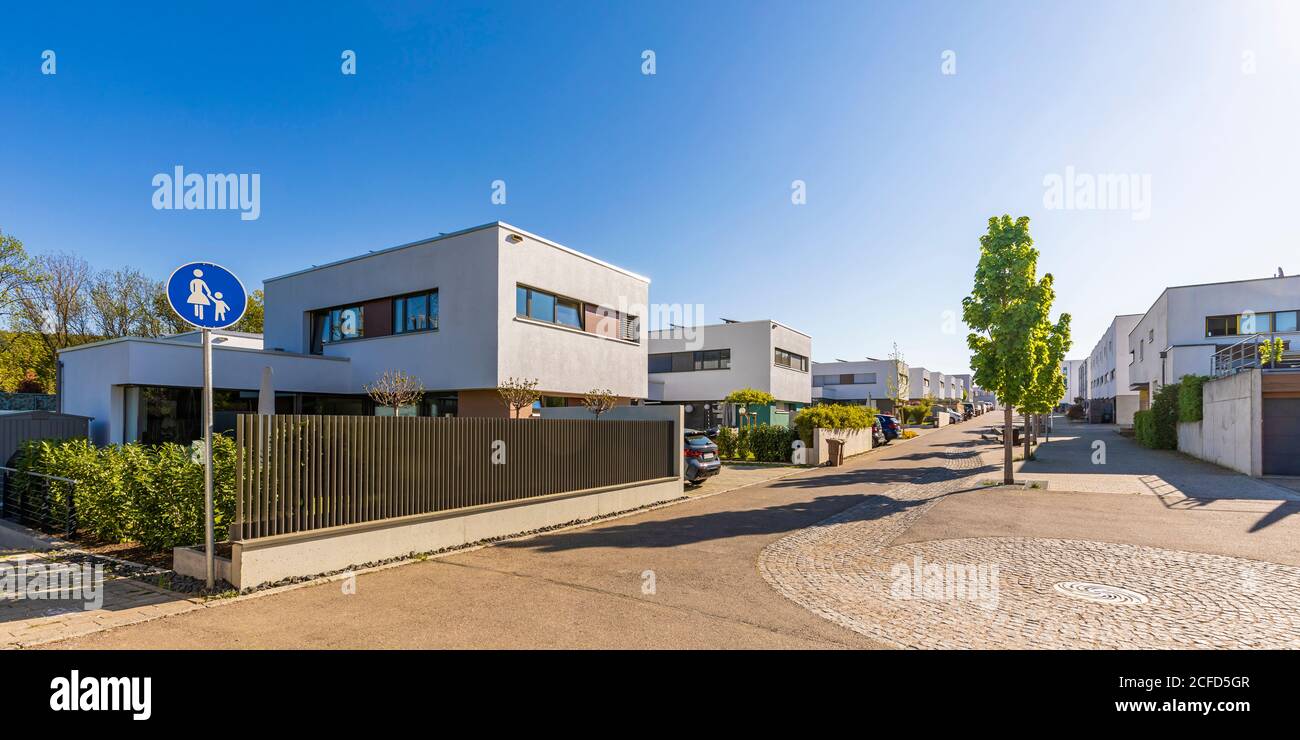Deutschland, Baden-Württemberg, Esslingen, Passivhaus Siedlung Egert, Passivhäuser Stockfoto