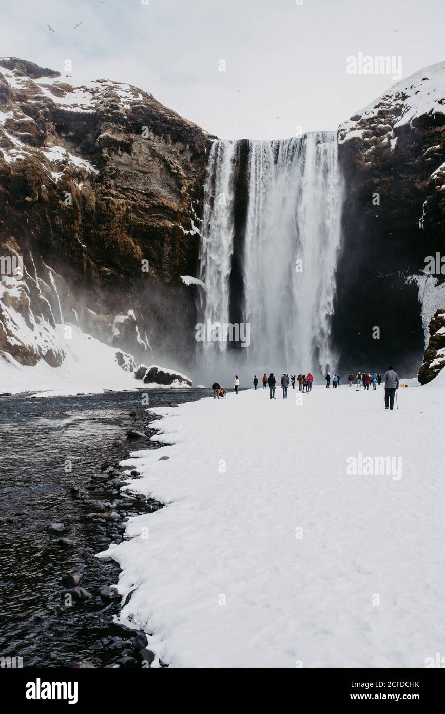 Skógafoss im Winter, Island Stockfoto