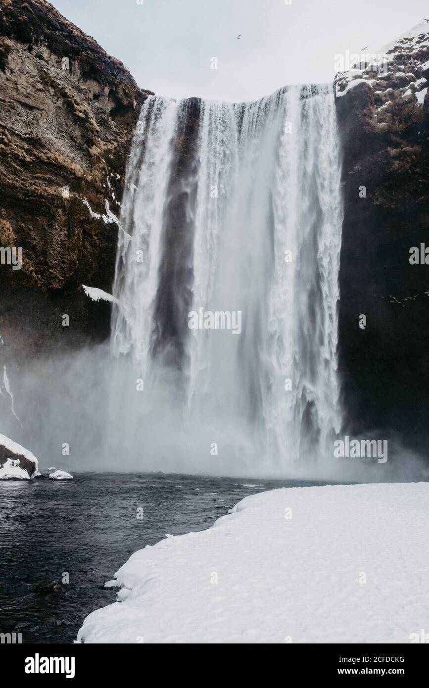 Skógafoss im Winter, Island Stockfoto