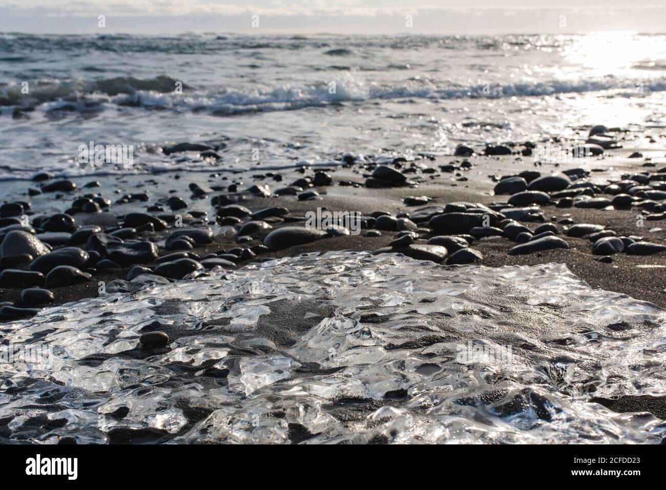 Black Diamond Beach mit seinen gleichnamigen Eisformationen, Island Stockfoto