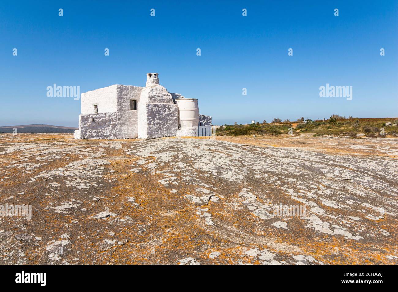 Weißes Gebäude im West Coast National Park, Western Cape, Südafrika Stockfoto