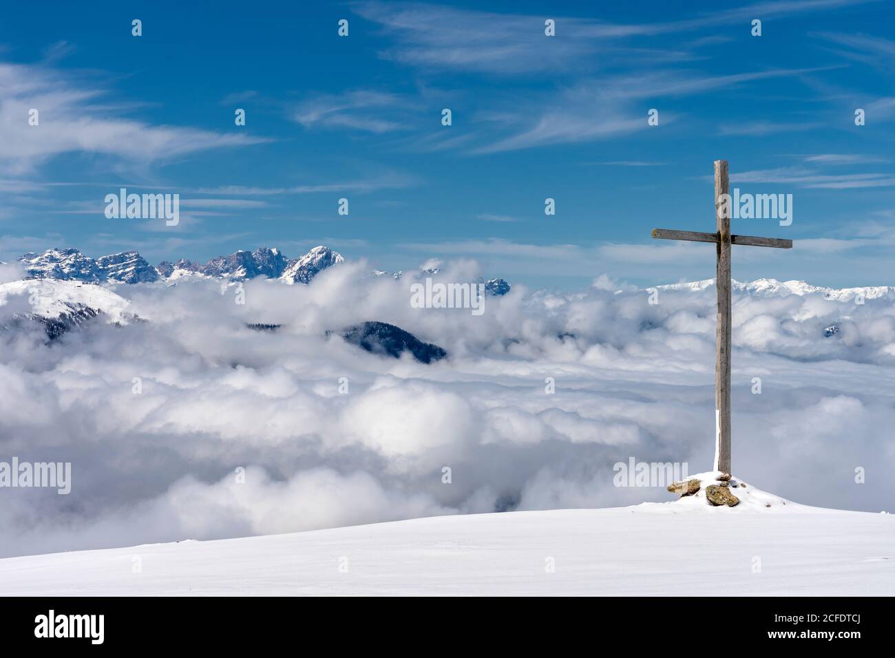 Percha, Provinz Bozen, Südtirol, Italien. Blick vom Hochnall auf die Dolomiten Stockfoto