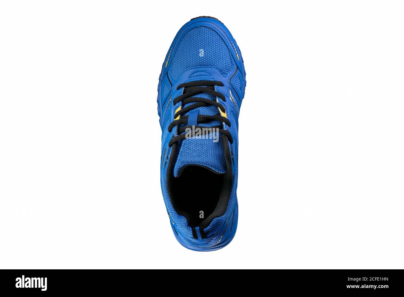 Blauer Sneaker mit schwarzen Akzenten auf isoliert. Sportschuhe  Stockfotografie - Alamy