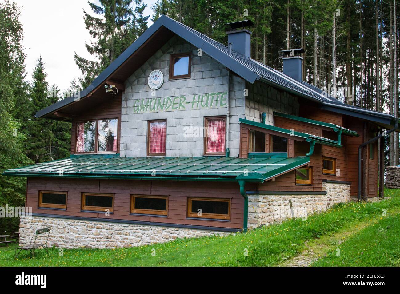 Gmünder Hütte, Berghütte in Karlstift - Wandern rund um Karlstift, Waldviertel, Österreich Stockfoto