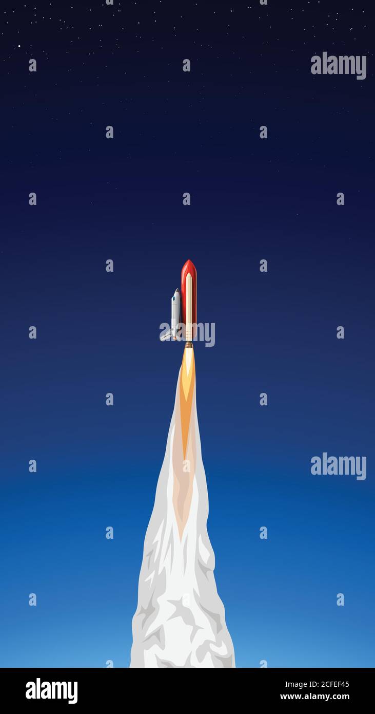 Weißer Shuttle-Start mit rotem Booster Stock Vektor