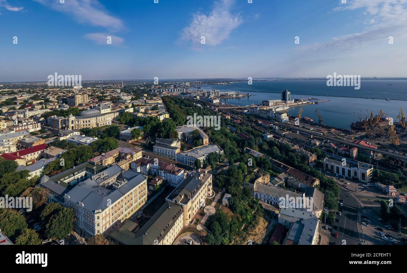 Air Panorama Odessa Ukraine am frühen Morgen Stockfoto