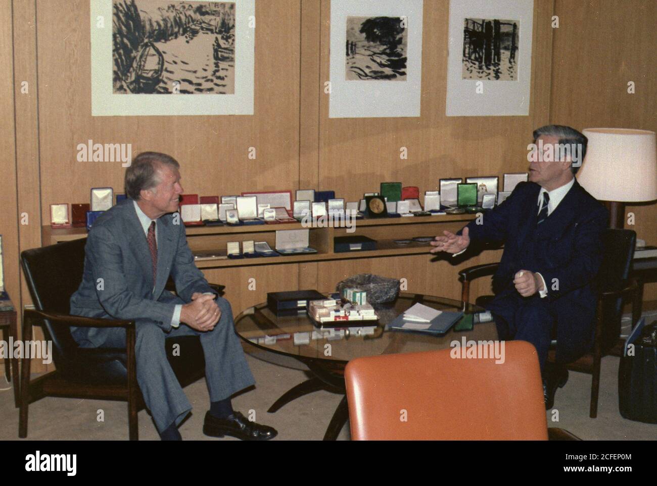 Jimmy Carter und Bundeskanzler Helmut Schmidt ca. 14. Juli 1978 Stockfoto