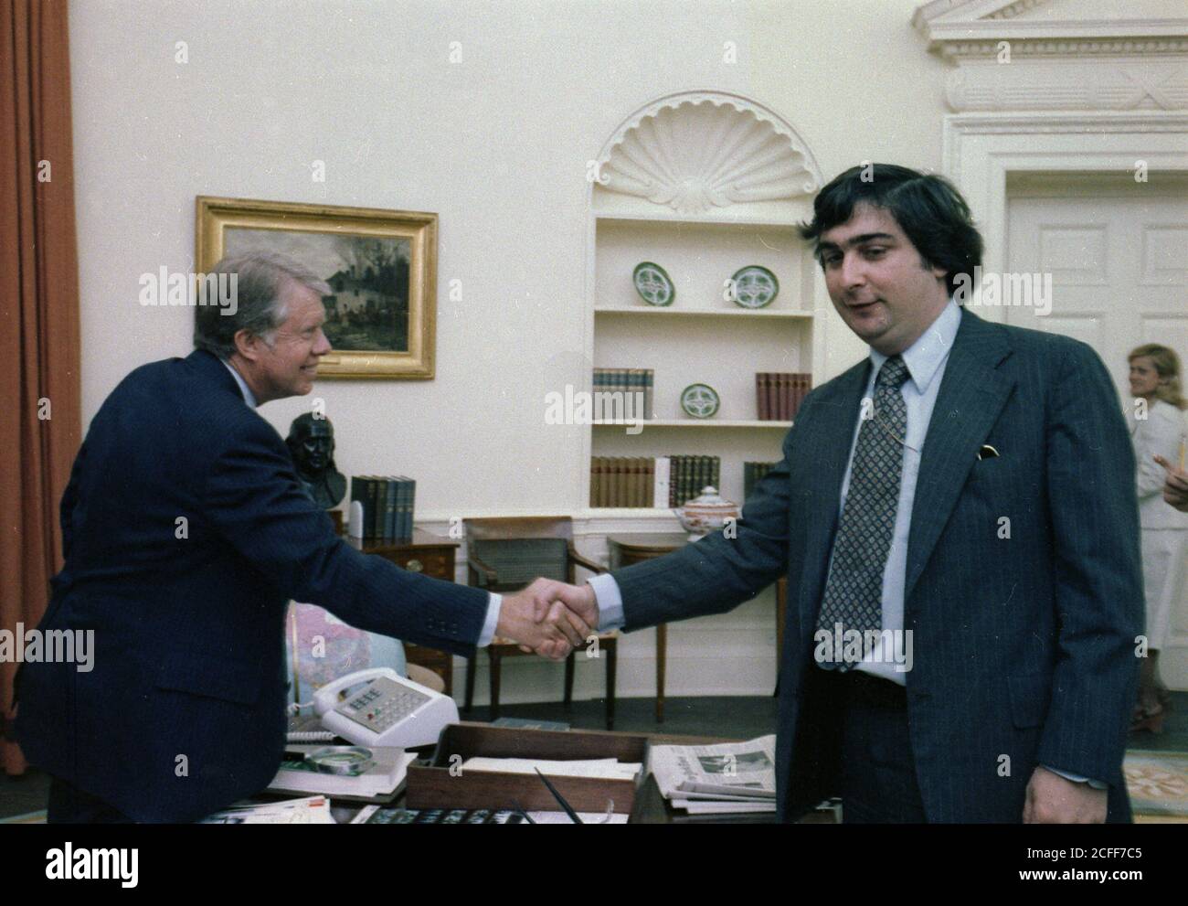 Jimmy Carter und Pat Caddell Ca. 18. April 1978 Stockfoto