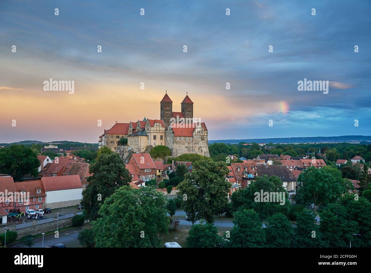 Schloss Quedlinburg und Stiftskirche St. Servatii, UNESCO Weltkulturerbe, Quedlinburg, Sachsen-Anhalt, Deutschland, Europa Stockfoto