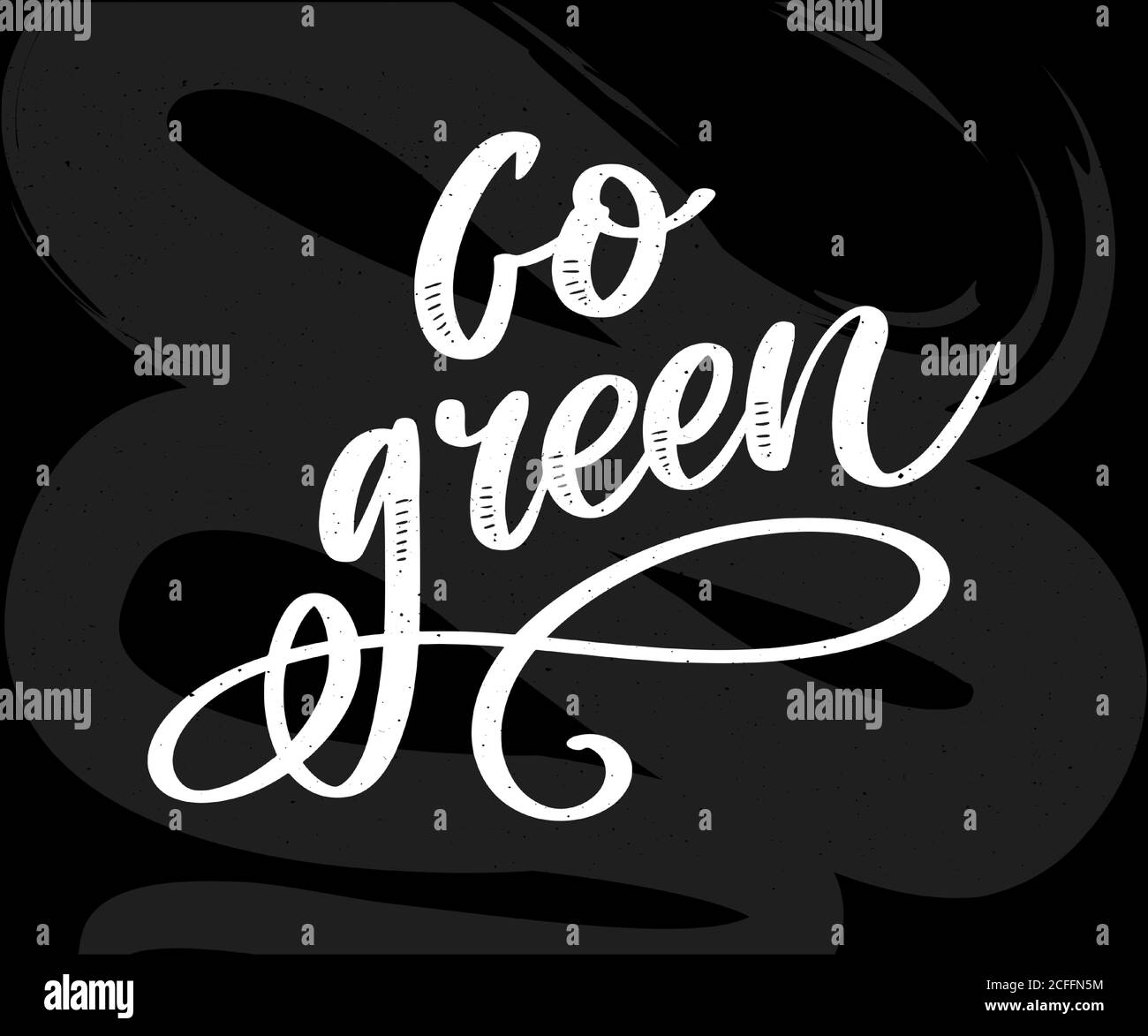 Go Green Creative Eco Vector Konzept. Naturfreundliche Pinsel Stift Schriftzug Komposition Auf Distressed Hintergrund Stock Vektor