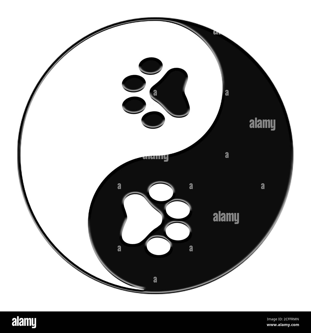 Pfote drucken Yin Yang Haustier isoliert Stockfoto