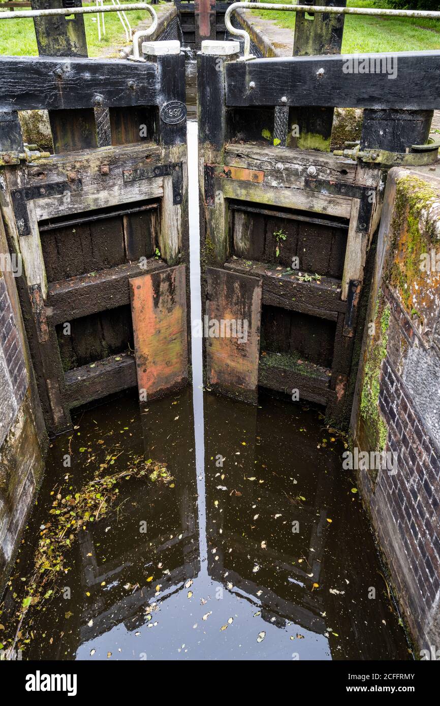 Lock 2 auf dem Montgomery Canal in Shropshire UK Stockfoto