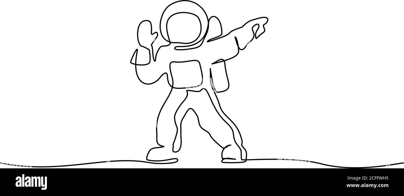 Astronaut-Logo. Fortlaufende eine-Linie-Zeichnung. Vektorgrafik Stock Vektor