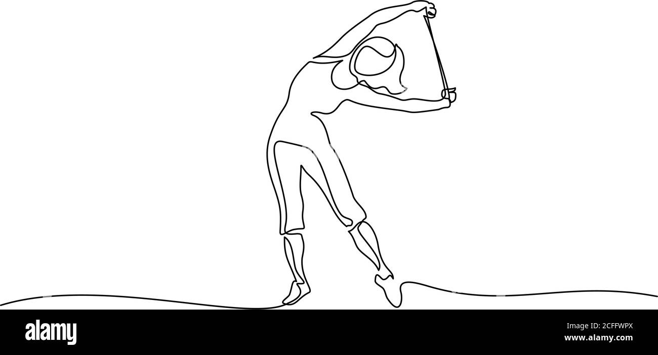 Frau machen Stretching-Übung bei Fitness. Fortlaufende eine-Linie-Zeichnung. Vektorgrafik Stock Vektor