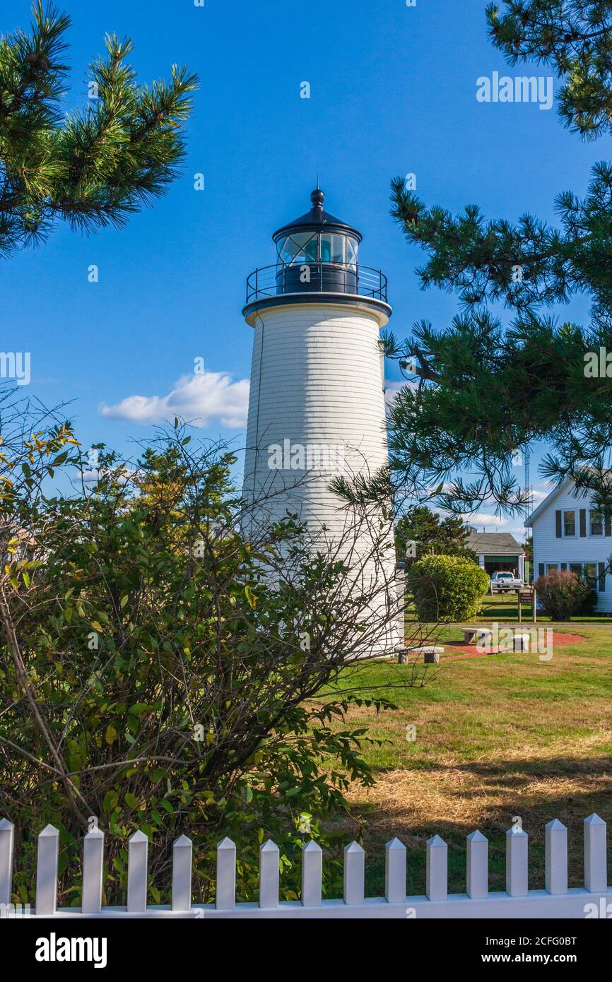 Plum Island Lighthouse, auf Plum Island, in der Nähe von Newburyport, Massachusetts, gegründet 1788. Stockfoto