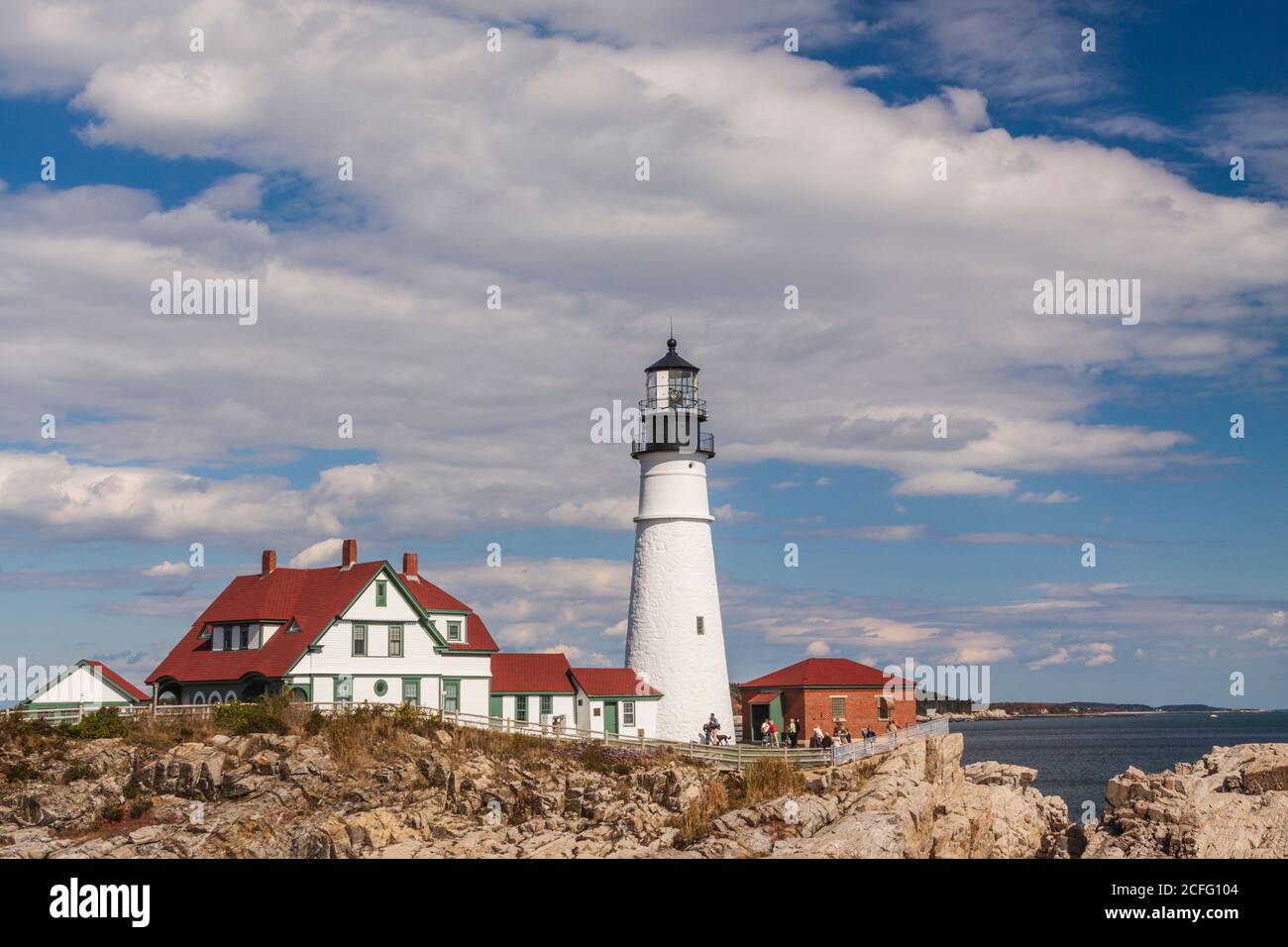 Portland Head Lighthouse in Portland, Maine, etablierten in1791 war, ist der älteste Leuchtturm in Maine. Stockfoto